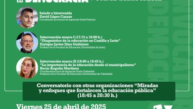 Cartel presentación en defensa de la escuela pública Izquierda Unida Palencia
