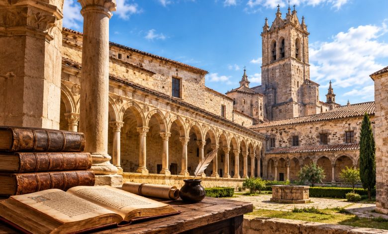 Imagen creada con IA con la universidad más antigua de España en Palencia