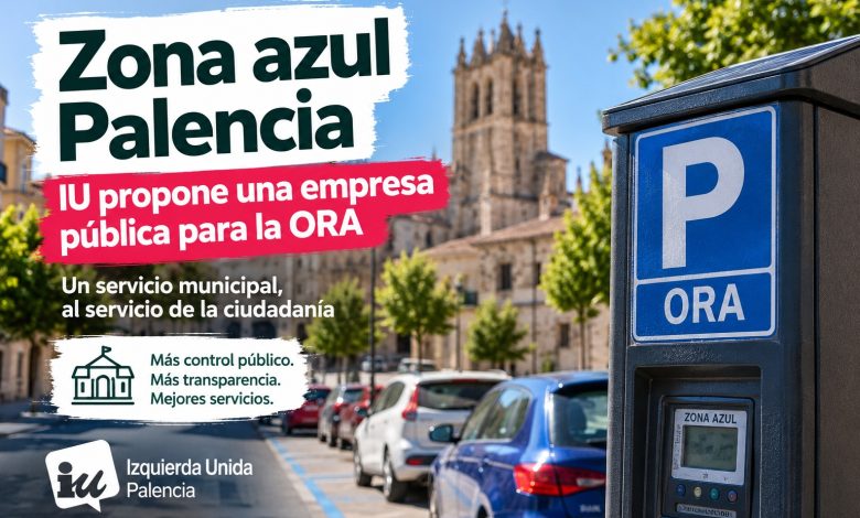 Imagen creada con IA con la propuesta de IU Palencia para gestionar la zona azul a través de una empresa pública